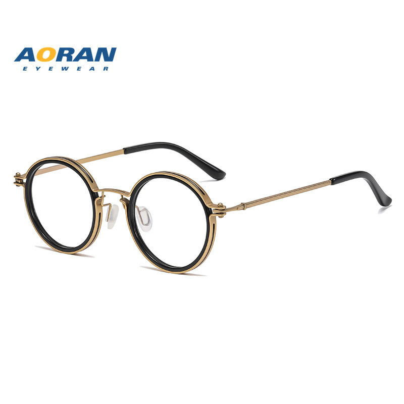 Net red hot selling glasses frame men's business retro round flat lens can be equipped with myopia glasses frame wholesale