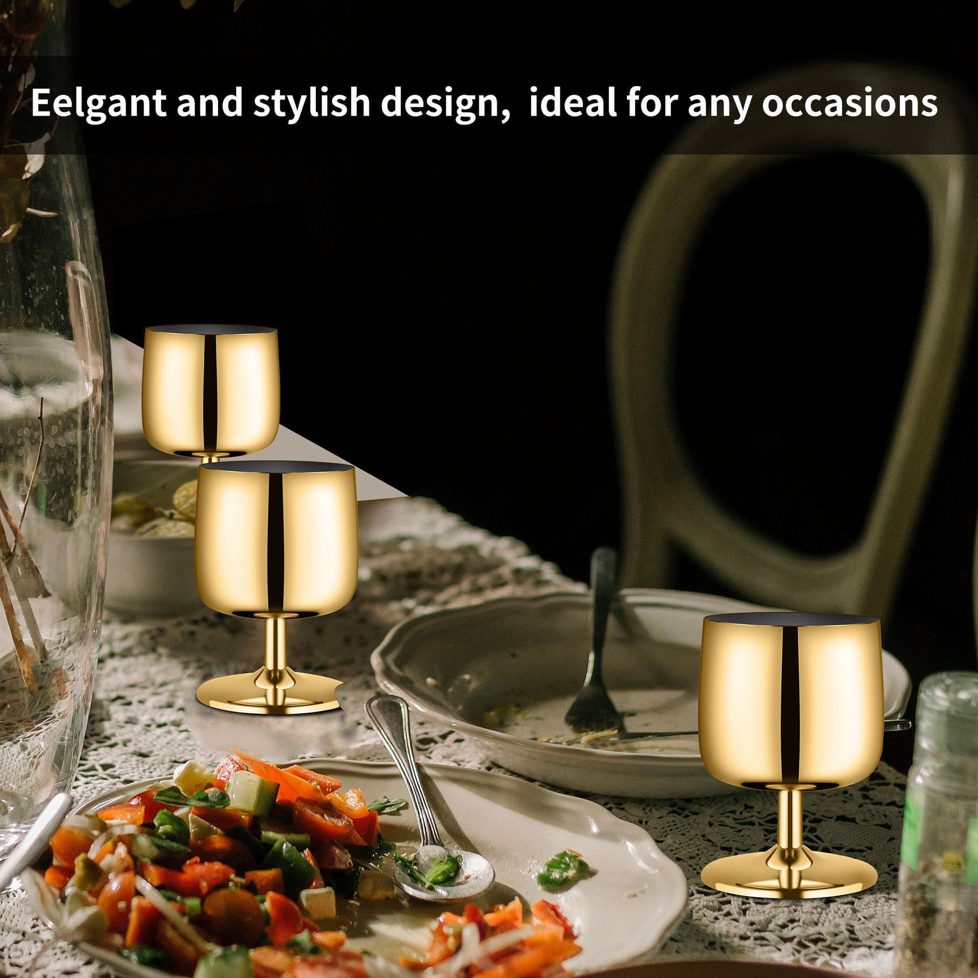 26-Year New Model Cross-Border Stainless Steel Wine Glasses, Home Wine Glass Set, High-End Bar Cocktail Glasses, Champagne Glasses