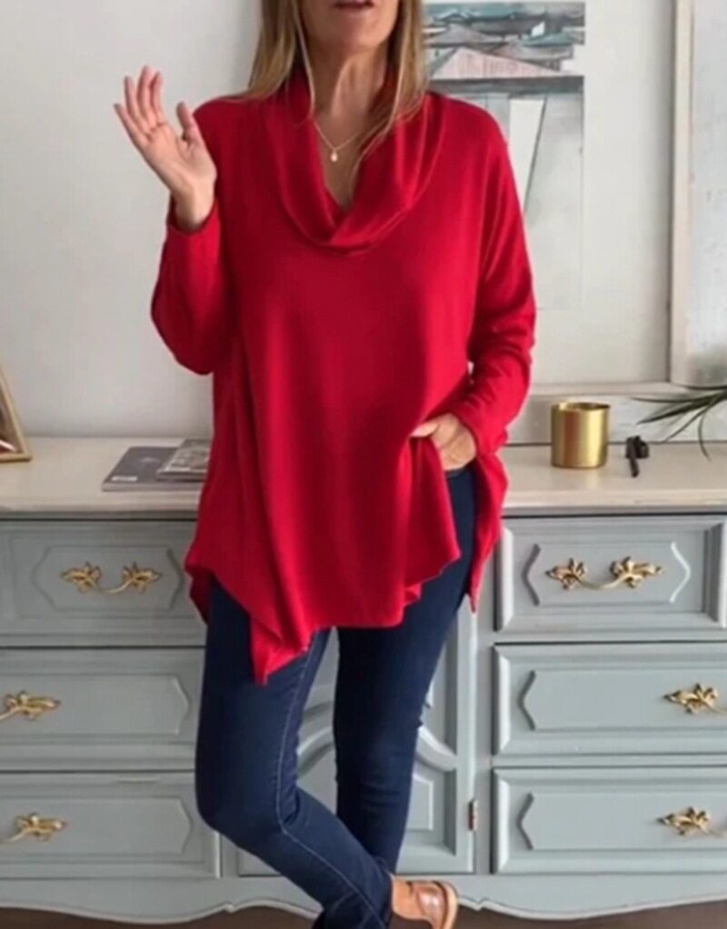 Long Sleeve Turtleneck Top Solid Color Comfortable Fit Versatile Style Autumn Winter Fashion Wholesale Available