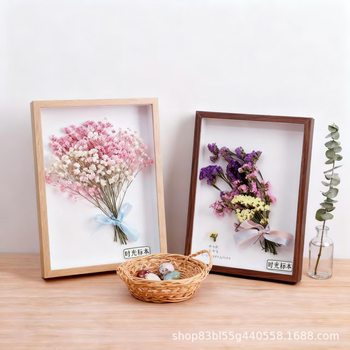 Wooden Hollow Three-Dimensional Dried Flower Photo Frame Creative DIY Frame Desktop Display Eternal Flower Specimen Mounting Frame Wholesale