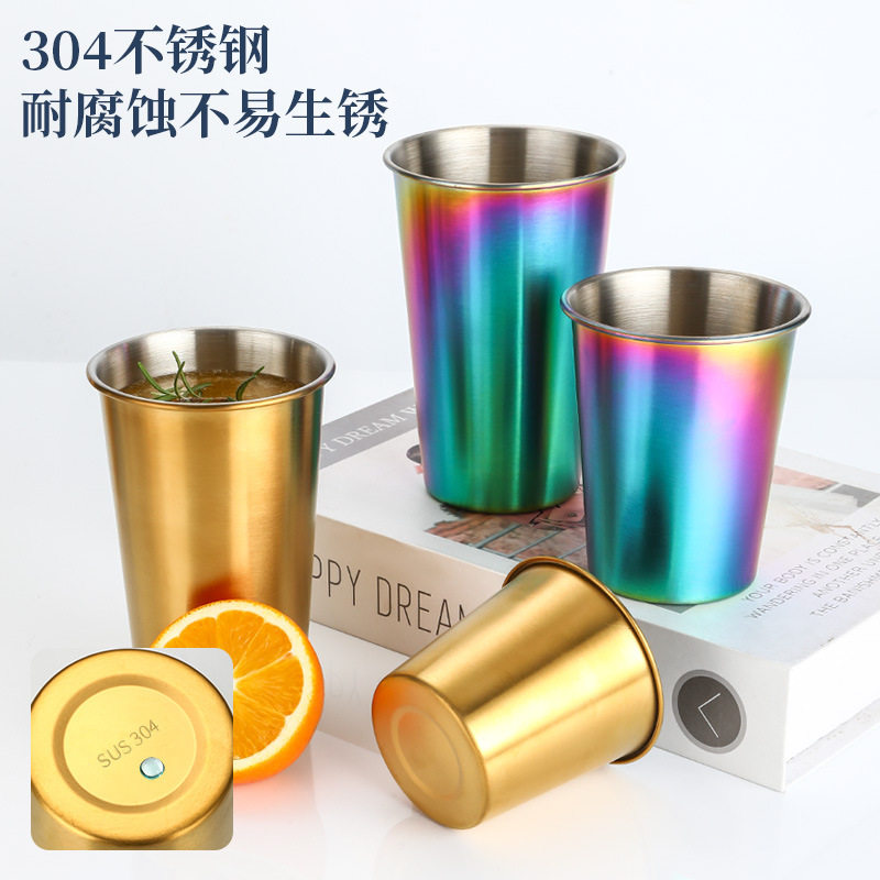 Cross-border 304 stainless steel wine glass single-layer Cup beverage cup high-looking cold drink cup cocktail glass beer glass wholesale