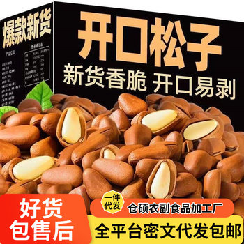 Wholesale of 500g Large Hand-Peeled Open Pine Nuts in Bags, Whole Box of Nuts and Snacks