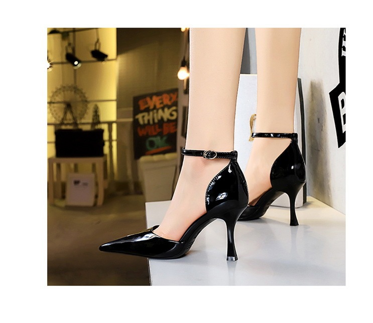 Sandal cao gót nữ mũi nhọn quai ngang gót ly, đế cao su, phong cách thanh lịch — Màu đen, Màu đỏ, Màu đỏ rượu, Màu nude