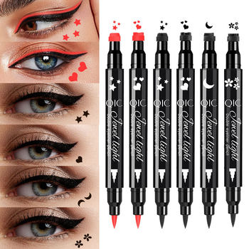 Qic Ultra-Fine Eyeliner Waterproof and Oil-Proof Non-Smudge Double-Ended Eyeliner Red Cross-Border Colorful Seal Eyeliner