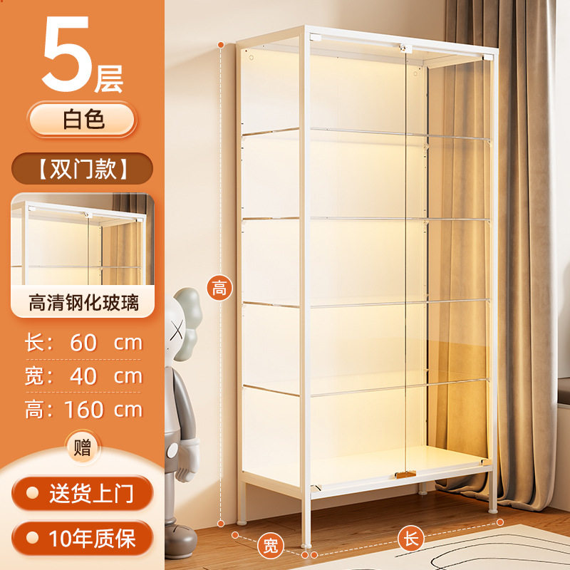 手办柜玻璃展示柜痛柜带锁带门书柜防尘透明模型收纳柜玩具储物架