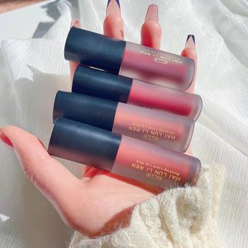 Helen Beauty Frosted Velvet Fog Moisturizing Lip Glaze Waterproof Not Easy to Stick Cup Light Luxury Black Tube Lip Mud Makeup Wholesale