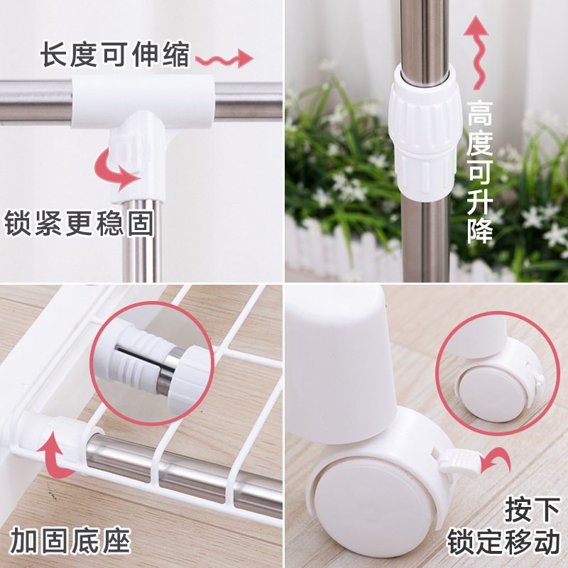 Indoor Retractable Clothes Drying Rack Floor-Standing Mobile Single-Pole Small Foldableing Cooling Hanging Simple Clothes Rod for Home Use Yang Chengjunri