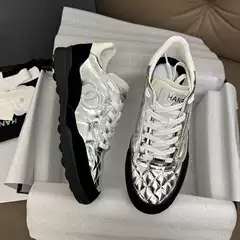 Tweed Style Spring and Summer New Quilted Lambskin Silver Horn King Sneakers Third Generation Baseball Sports Casual Shoes