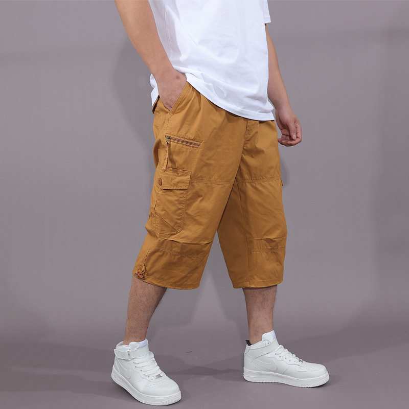 批发七分裤男工装裤中裤男宽松薄款男式多口袋户外运动休闲短裤