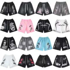High-Quality American-Style Hellstar Shorts, Hellstar Casual Shorts, High Street Washed and Distressed Five-Point Pants
