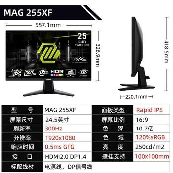 Mag 255Xf 24.5-Inch 300Hz 0.5Ms Supports Hdr Fast Lcd Ips Gaming Monitor
