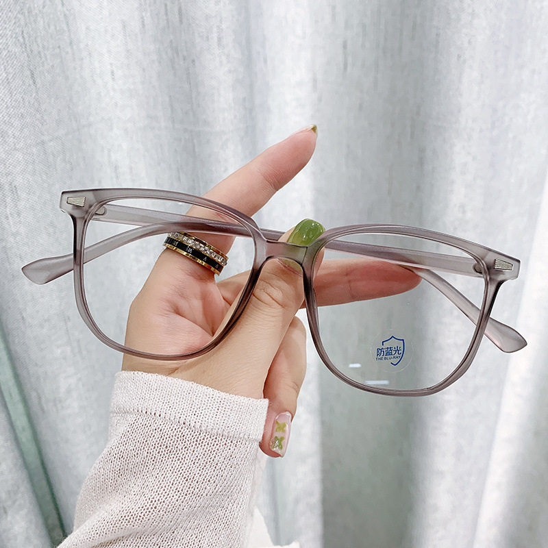 Tiktok-Style Blue Light Blocking Glasses for Big Faces, Natural Look, Slimming Effect, Trendy Square Pc Prescription Eyeglass Frames