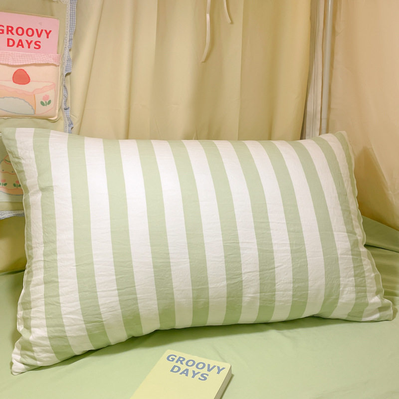 Wholesale Ins Japanese Style Skin-Friendly Cloud Washed Cotton Four-Piece Set Soft Stripesd Double Washed Cotton 4-Piece Bedding Set