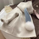 Осенне-зимнее шерстяное пальто для девочек, новая корейская версия детского милого толстого пальто в западном стиле, тренд