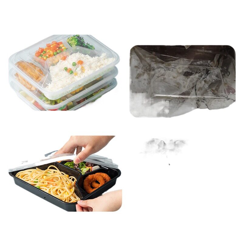 Disposable Four-Compartment and Five-Compartment Lunch Box, Three-Compartment Dinner Plate, Rectangular Take-Out Packaging Box, Compartmented Fast Food Box, Lunch Box