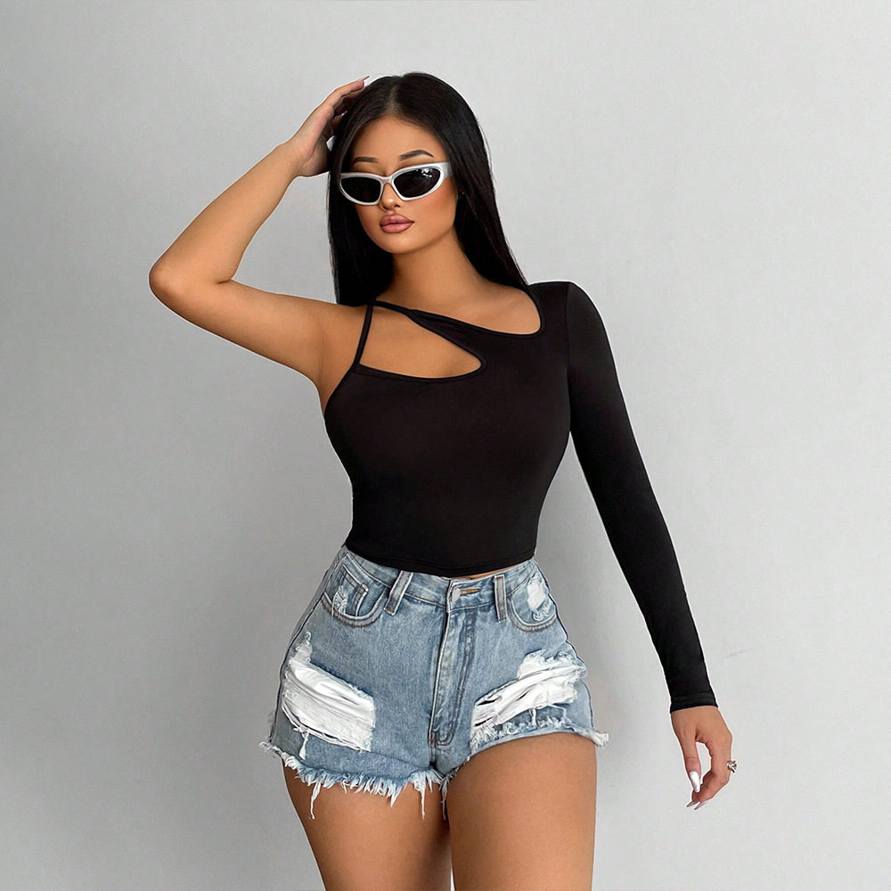 Womens Sexy Off Shoulder Long Sleeve T Shirt Irregular Fit Spring Summer Style Wholesale Available