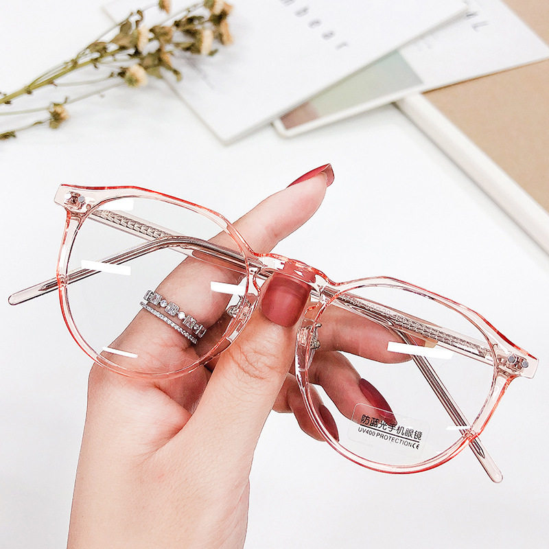 New anti-blue light glasses fashionable all-match tr90 oval frame men's high-grade plate pin glasses frame women