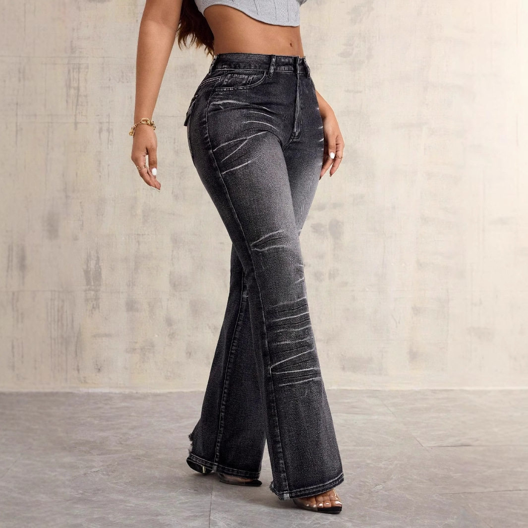 Fashionable Womens Flared Denim Jeans High Waist Non Skinny Fit Casual Style Perfect for Everyday Wear Wholesale
