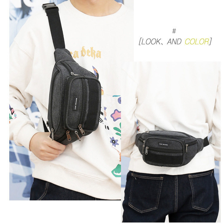 Canvas Waist Bag Is Wear-Resistant, Practical, Multi-Functional, Running, Mobile Phone, Sports, Wallet, Multi-Layered, Large-Capacity Waist Bag Wholesale