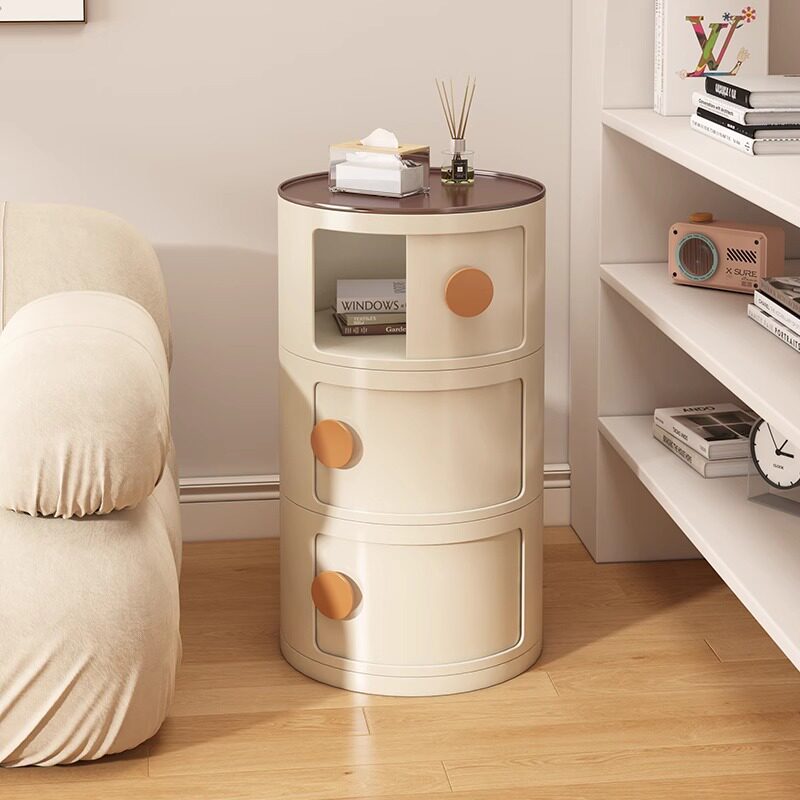 Creative Multi-layer Cylindrical Bedside Table Modern Simple Small Narrow Multi-layer Bedroom Storage Cabinet Ornaments Storage Cabinet