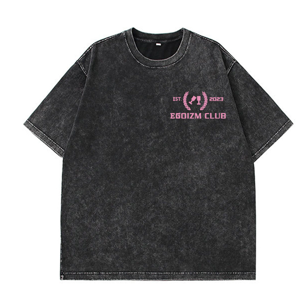 Loose Fit Korean Style Graphic Print Short Sleeve T Shirt for Women Vintage Wash Design Summer Casual Wear Wholesale