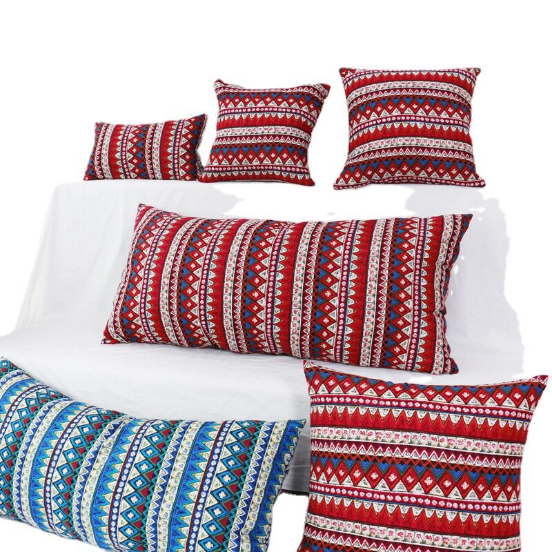 Bohemian Cotton and Linen Pillow Case Ethnic Style Decoration Long Cushion Homestay Terrace Photo Studio Shooting Big Pillow