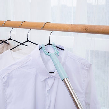 Tiktok Direct Sales Wholesale Stainless Steel Clothes Fork Retractable Balcony Clothes Drying Rod Clothes Hanger Fork Household Clothes Rod