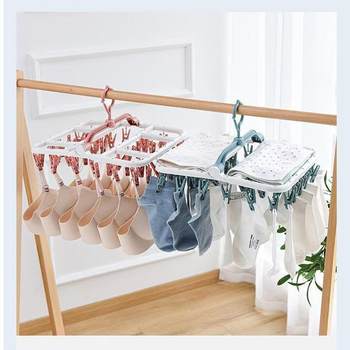 Windproof Drying Rack with 40 Clips, Plastic Square Clothes Drying Rack, Sock Drying Tool, Sock Clips, Double-Layer Clothes Rack