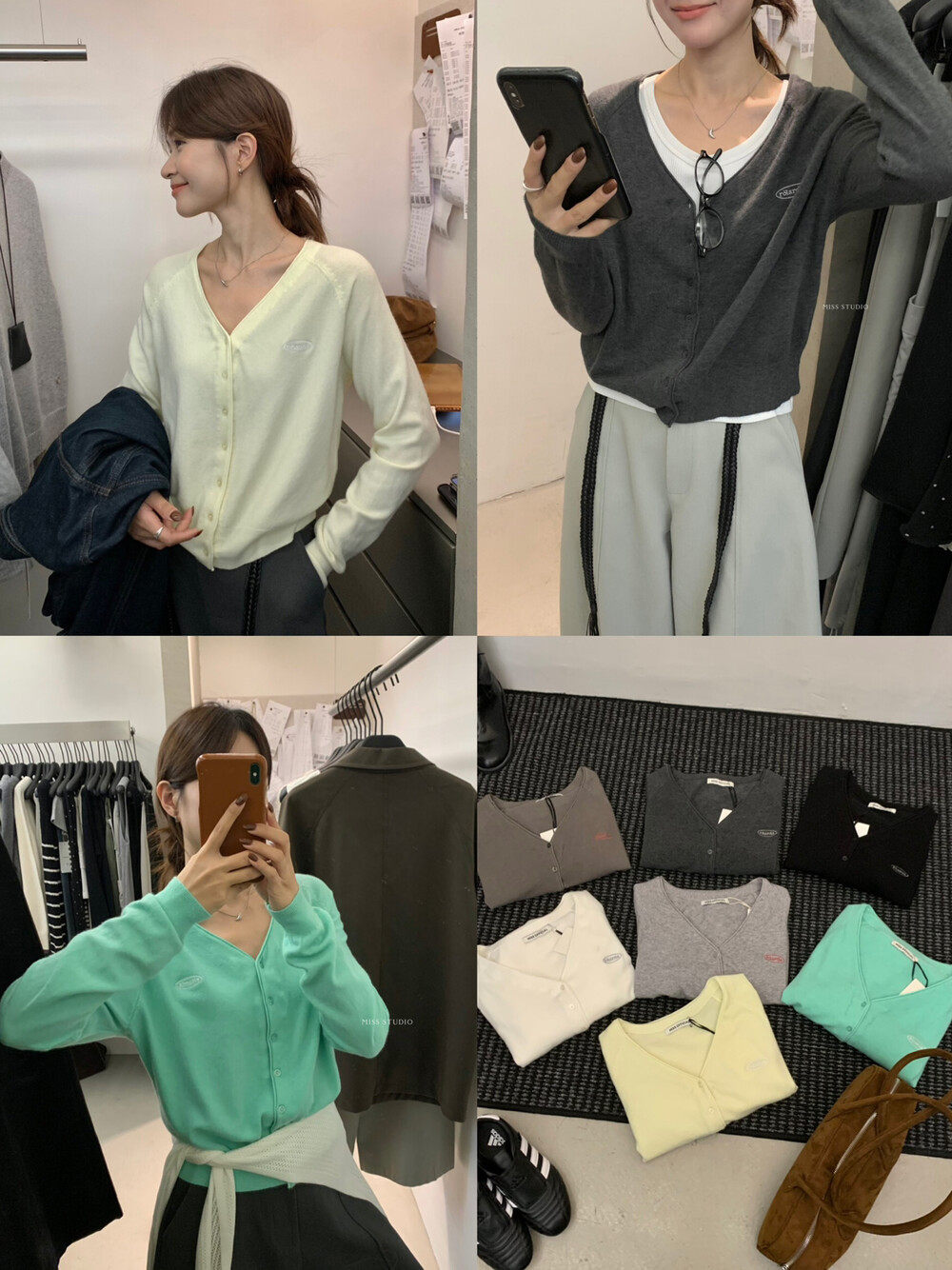 Recommended for High-Volume Sales! [Miss Misijia] Soft and Waxy V Neck Letter Embroidered Knitted Cardigan 11505