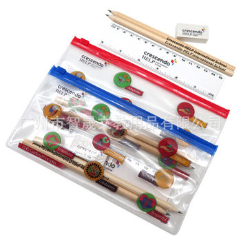 Student transparent PVC pencil case stationery combination suit School training institution children's promotional gifts customized logo