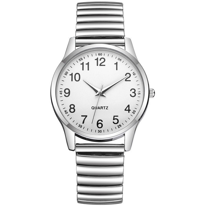 Fashion men's large digital plate women's watch spring elastic band middle-aged and elderly watch activities gift quartz watch men's watch