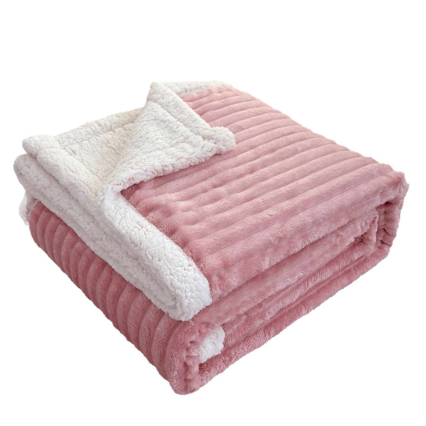 Cross-Border Supply of Large Striped Thickened Wool Blanket Double-Layer Winter Cashmere Sofa Blanket Double Nap Blanket