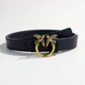 Black (2.3 wide double swallow antique gold buckle)
