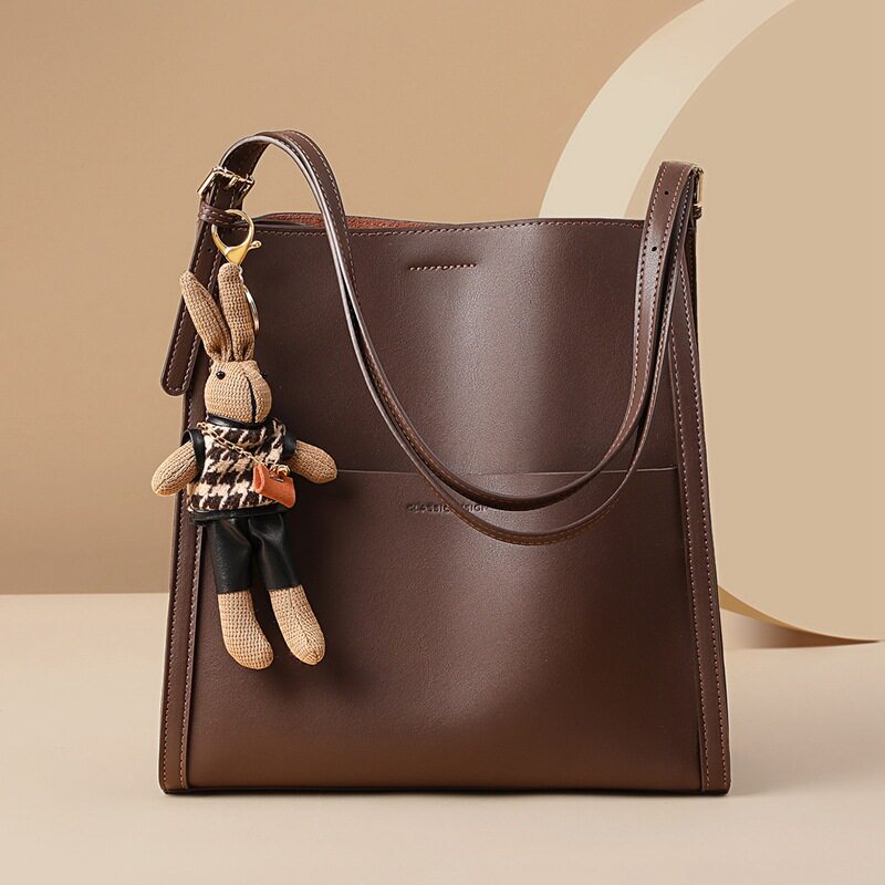 Túi Tote Nữ Da Thật Sức Chứa Lớn Đeo Vai Đi Làm Màu Nâu