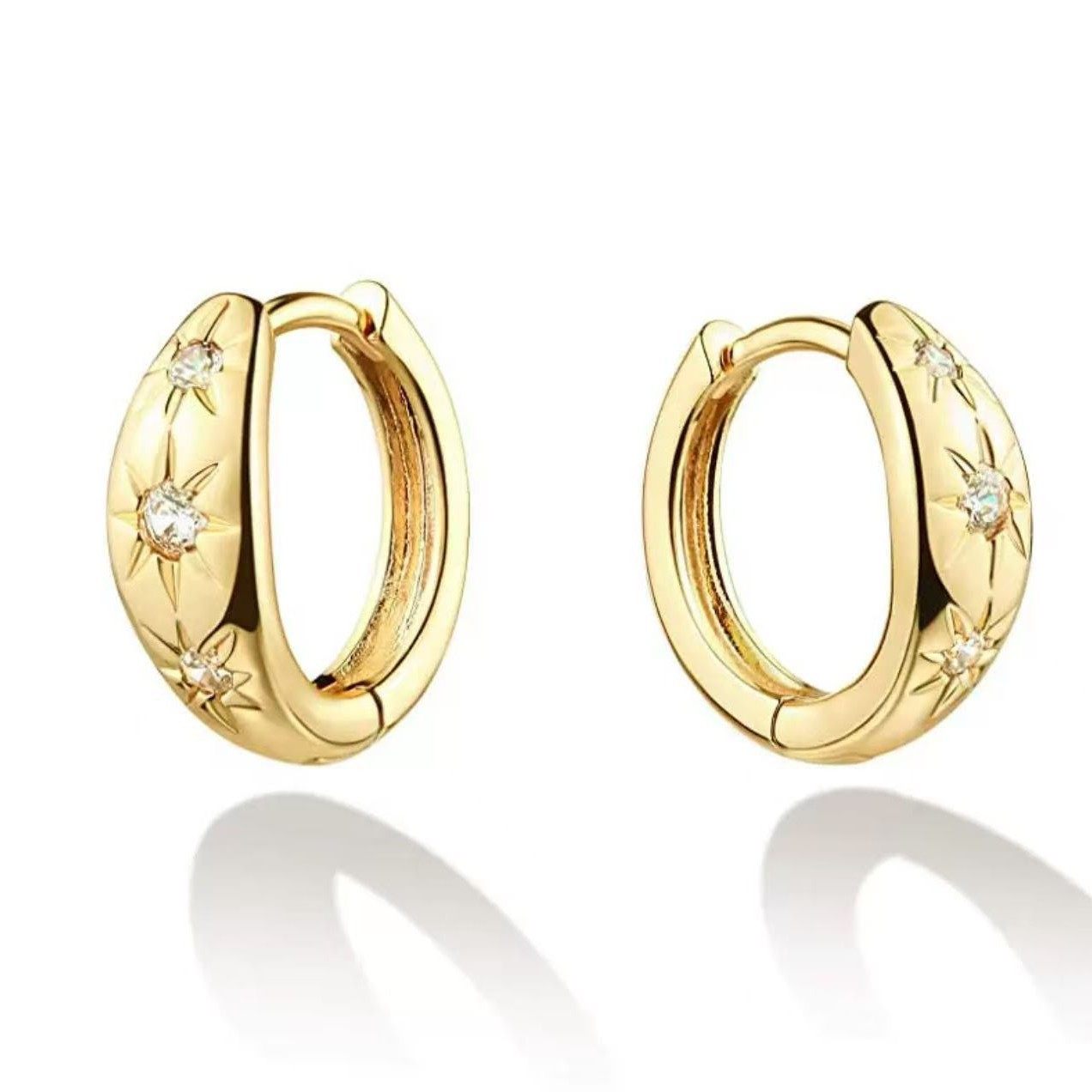 Трансграничные золотые серьги-кольца Amazon с латунными звездами, французские элегантные ювелирные изделия с темпераментом, женские серьги-бестселлеры