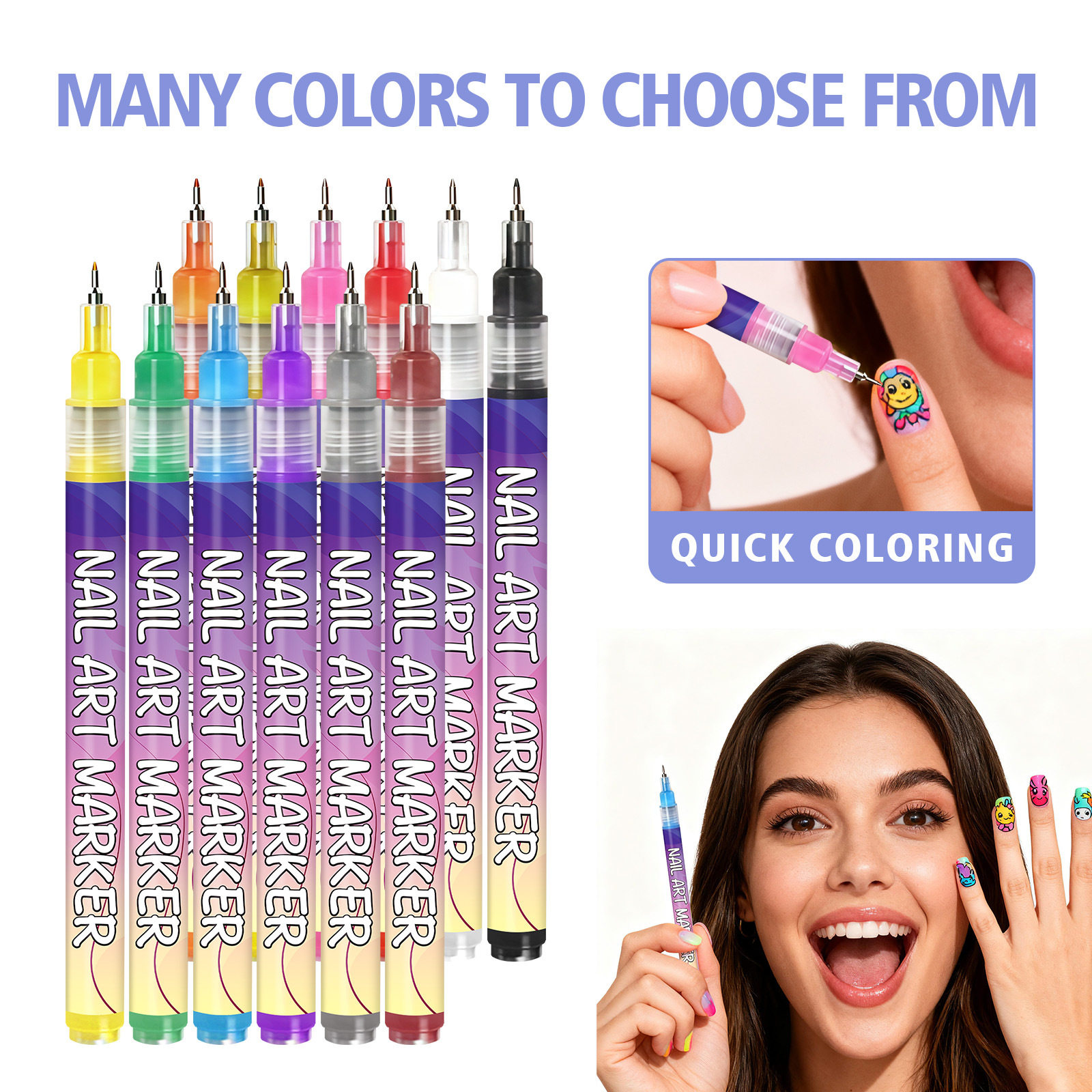 DIY Nail Art Painting Pen, Easy to Use and Convenient for Multiple Occasions, DIY Painting, Multi-Color Nail Art Nail Hook Line Drawing Pen