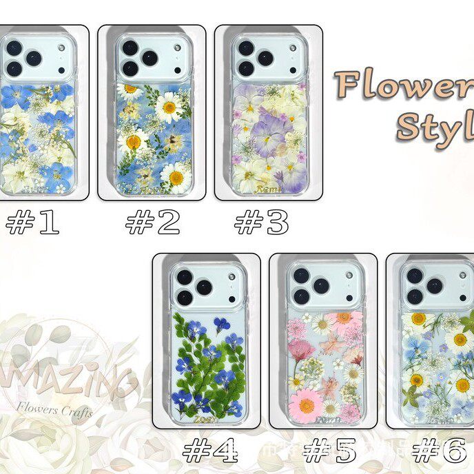 New Blue Swallow Daisy Transparent Glue Phone Case for Apple Suitable for Iphone7/17Pm Dried Flower Phone Case