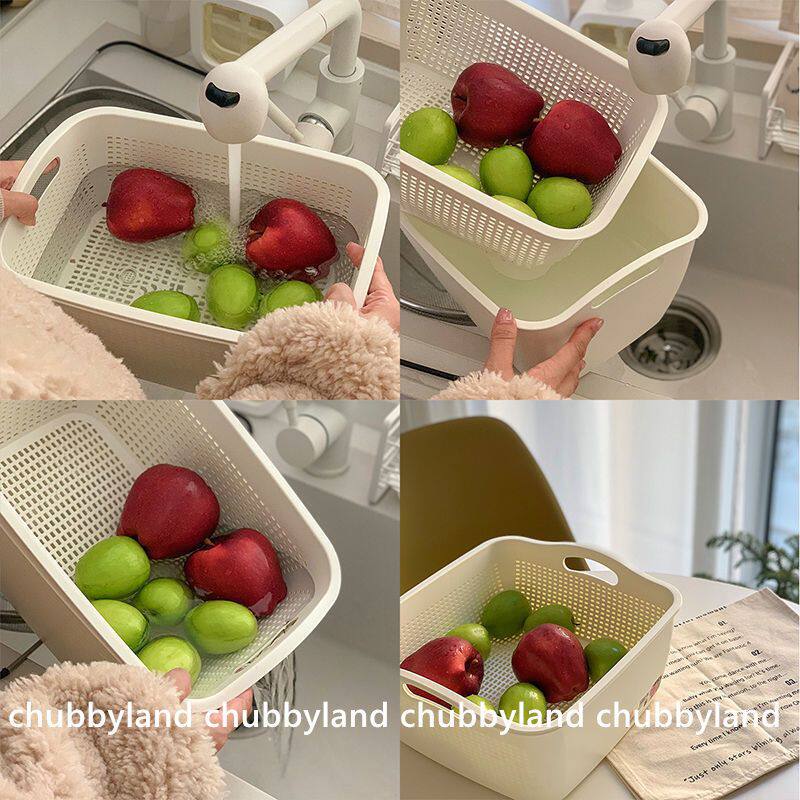 Double-Layer Plastic Kitchen Sink Strainer Basket for Washing Vegetables and Fruits, Household Fruit Tray