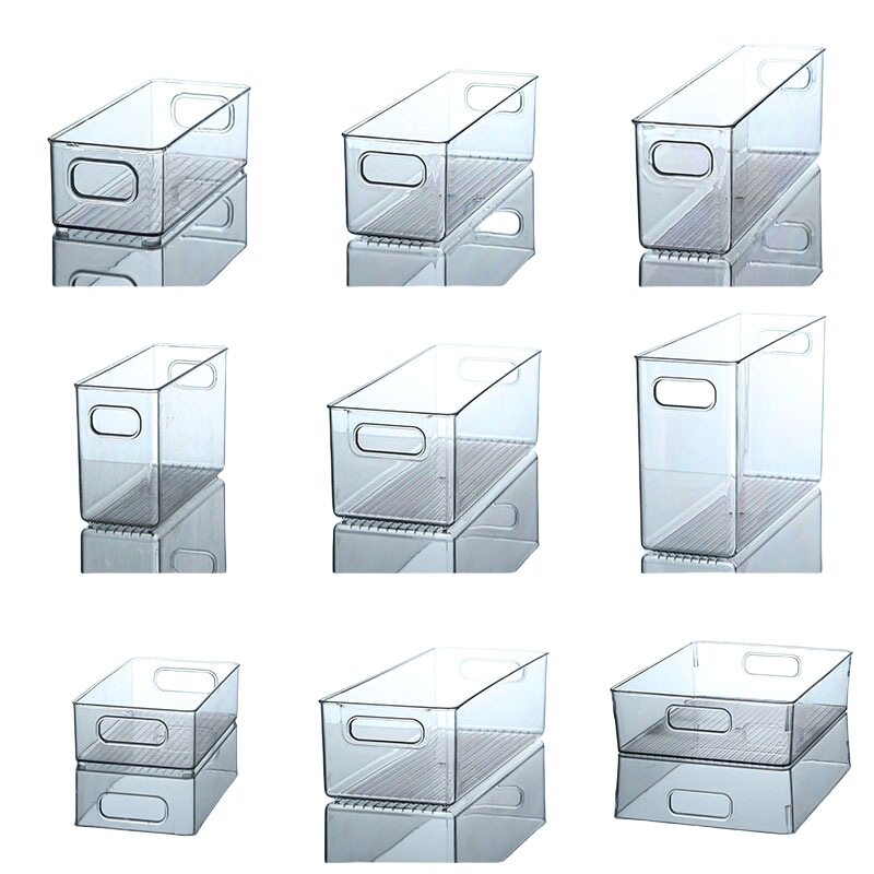 Storage Box PET Transparent Acrylic Rectangular Cosmetic Station Snack Kitchen Sundries Storage Box with Lid