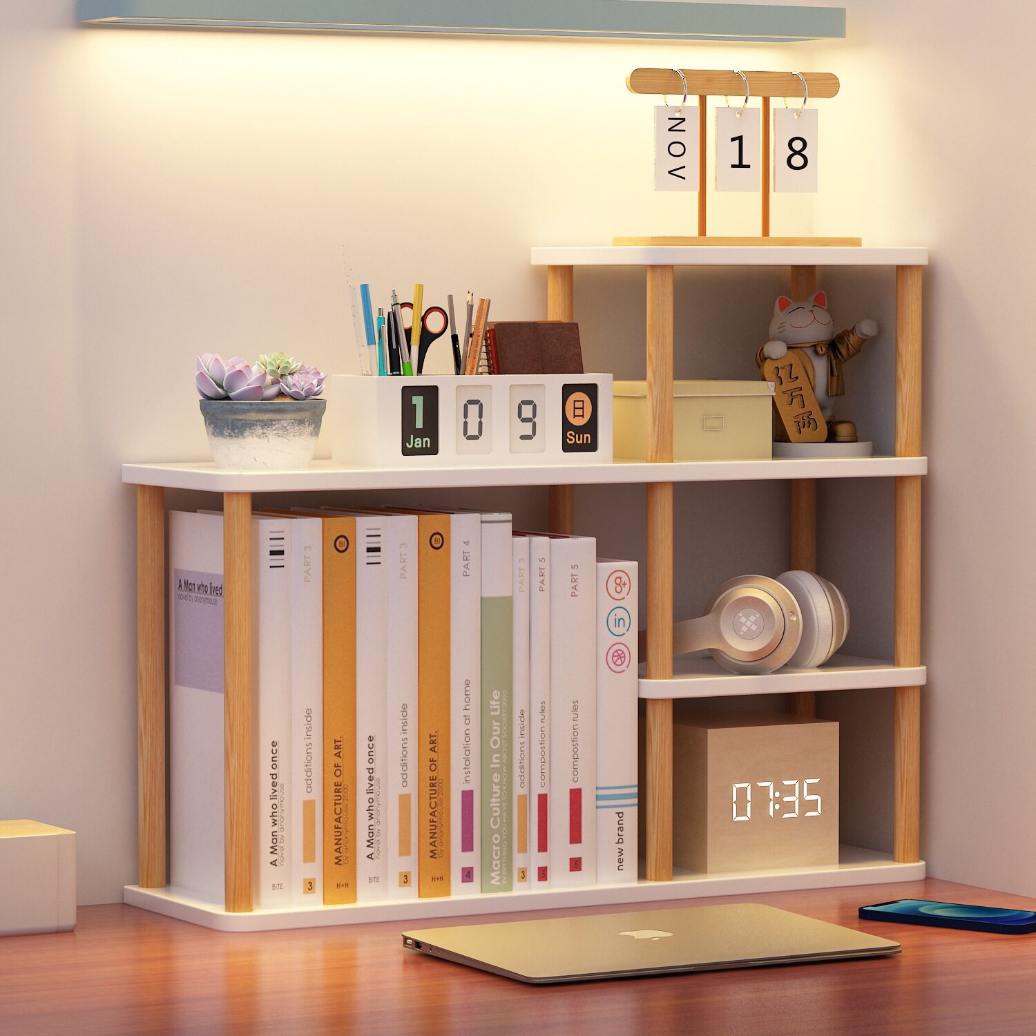 Layered Bookshelf on Desk, Office Desk, Multi-Layer Storage Rack, Simple Kidsren's Storage, Student Storage Small Rack