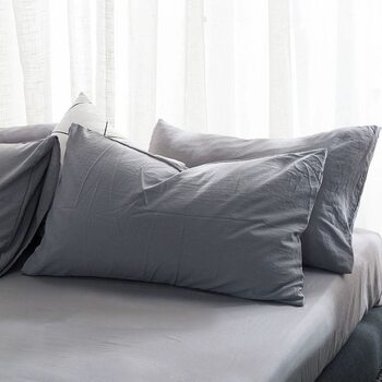 Japanese Pure Color Pillowcase Washed Cotton Unprinted Simple Pillowcase Adult Large Dormitory Single and Double Pillowcase 48*74cm