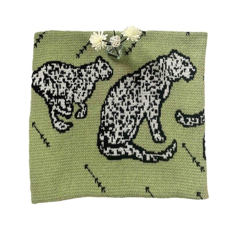 Vintage Spring and Autumn Air Conditioning Blanket Middle Ancient Green Zebra Knitted Casual Sofa Decorative Blanket Nordic Style New Arrival Free Shipping