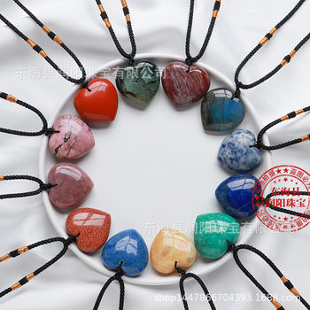 Natural crystal love pendant agate semi-precious stone 3cm peach heart necklace heart-shaped jewelry pendant factory wholesale