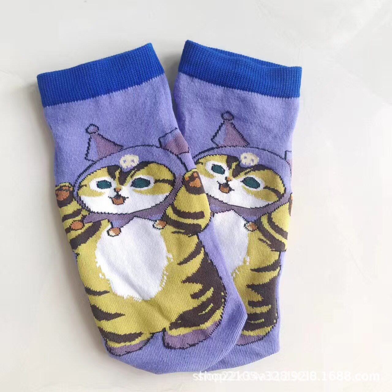 日单mofusand鲨鱼猫库存炸虾猫系列外贸出口女卡通棉袜短袜可爱袜