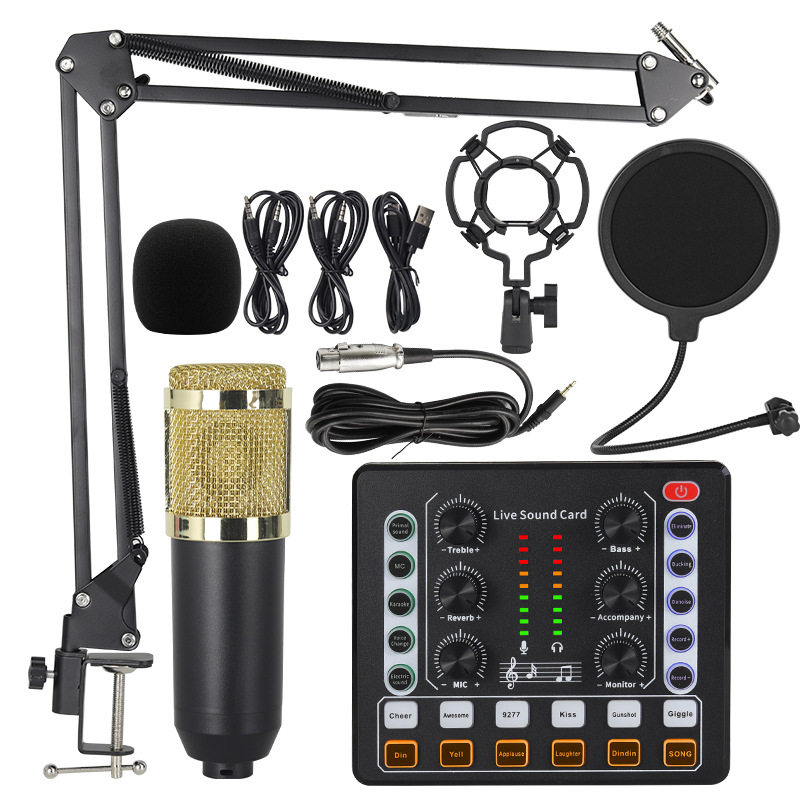 M8 Sound Card for Live Streaming, Complete Set with Various Musical Instruments Available, 48V Microphone, Compatible with Computers and Mobile Phones