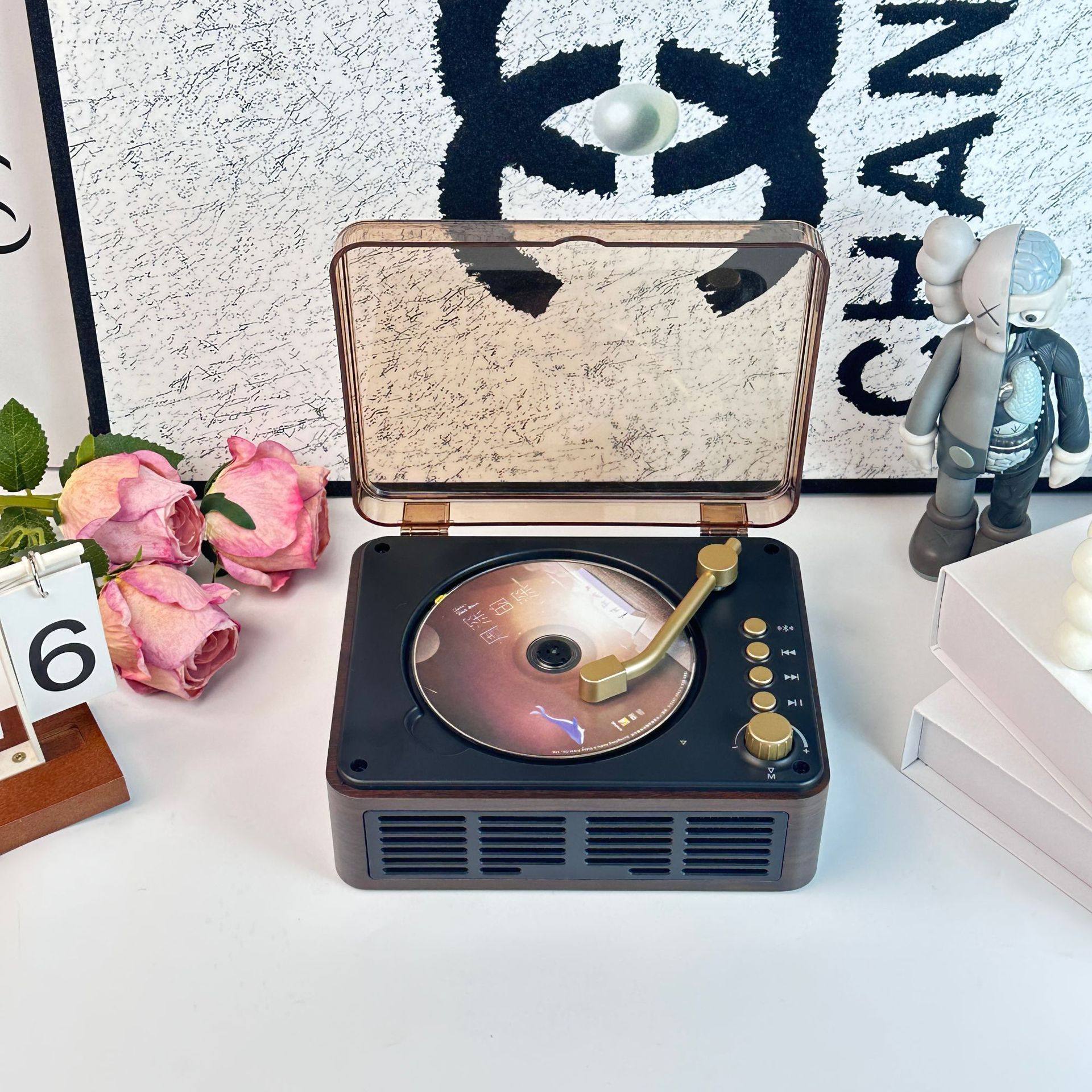 Cross-border Amazon Bayin box retro multi-function CD player Bluetooth radio album CD player birthday gift