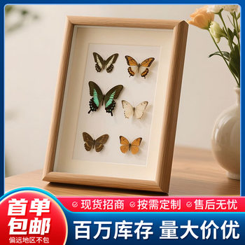 Wooden Hollow Stereo Photo Frame Real Butterfly Specimen Frame DIY Handmade Insect Plant Immortal Specimen Frame Ornaments