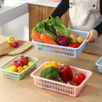 Plastic kitchen rectangular washing vegetables and draining basket square plastic basket distribution filter basket round waist-shaped washing basket