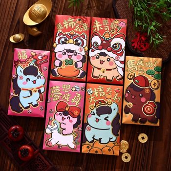 2026 Year of the Horse Big Red Envelope with Gold Foil New Year Cute Cartoon Red Packet Return Gift Square Red Envelope Wholesale Advertising