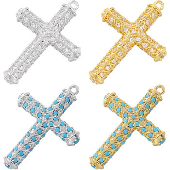 Personalized hip hop copper inlaid colored diamond cross pendant pendant pendant DIY jewelry pendant wholesale VD1429
